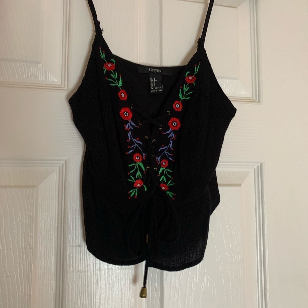 Forever21 Embroidered Crop Top